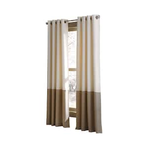 Ivory Color Block Grommet Sheer Curtain - 52 in. W x 63 in. L