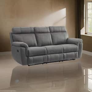 Rectangle Rocking Sofa Benjara 83.5 in. Pillow Top Arm Microfiber Rectangle Manual Recliner ...