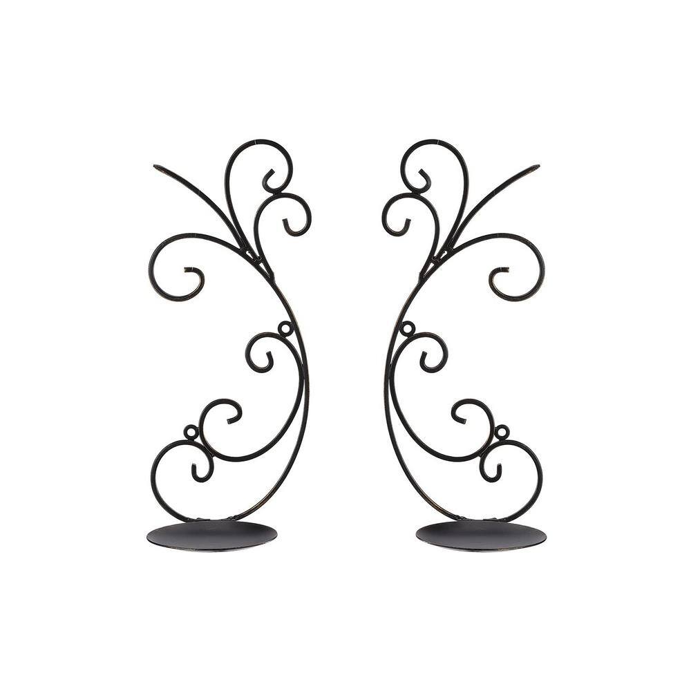 Set of 2 Rustic Bronze Metal Wall Candle Sconces