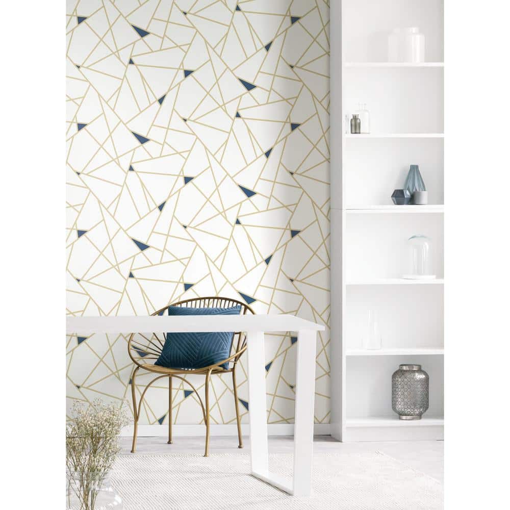 Gold Geometric Abstract Peel and Stick Wallpaper, 20.5" x 198"