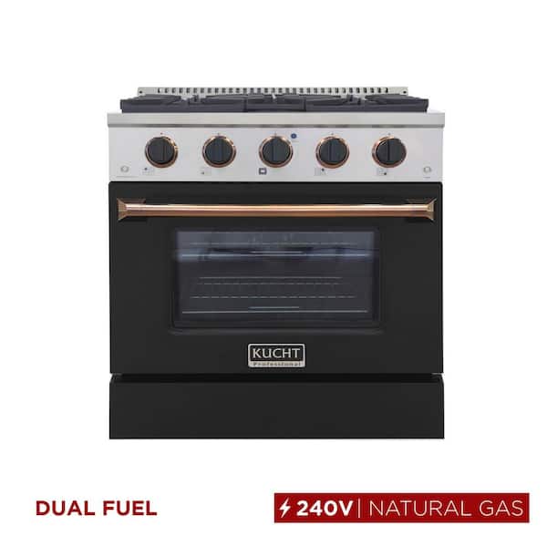 Kucht 30 in. 4.2 cu. ft. Dual Fuel Range with Gas Stove and Electric Oven with Convection Oven in Black and Rose Gold