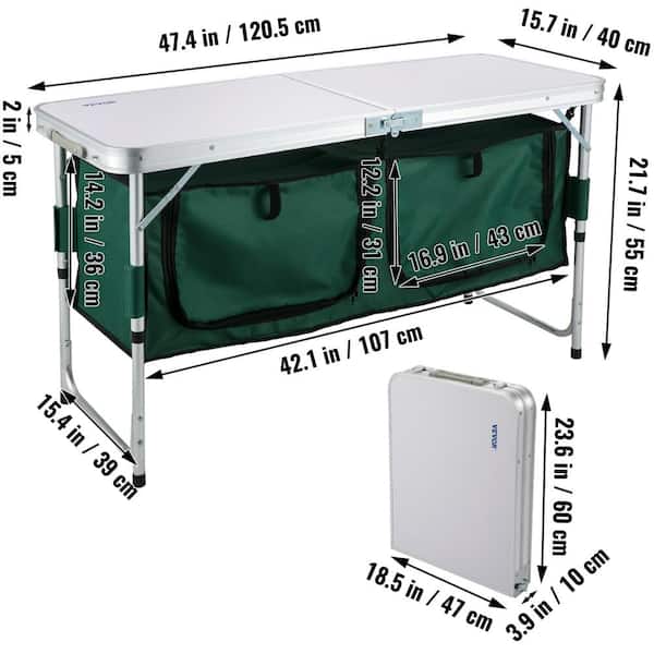 VEVOR Portable Folding Camp Station 47.4 in. W x 15.7 in. D x 21.7 in. H Camping  Kitchen Table with Storage Organizer, Green HWYDCFLSLSBDDX7IPV0 - The Home  Depot