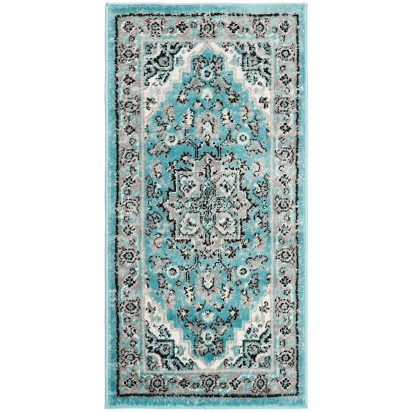Skyler Blue/Ivory 2 ft. x 4 ft. Border Area Rug