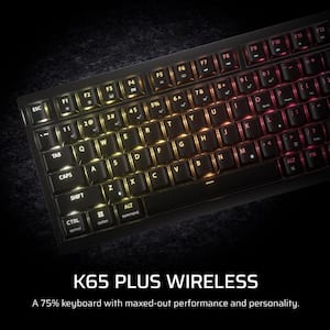 K65 Plus Wireless 75% RGB Mechanical Gaming Keyboard Pre-Lubricated MLX Fusion Tactile Switches, PBT Keycaps (Black)