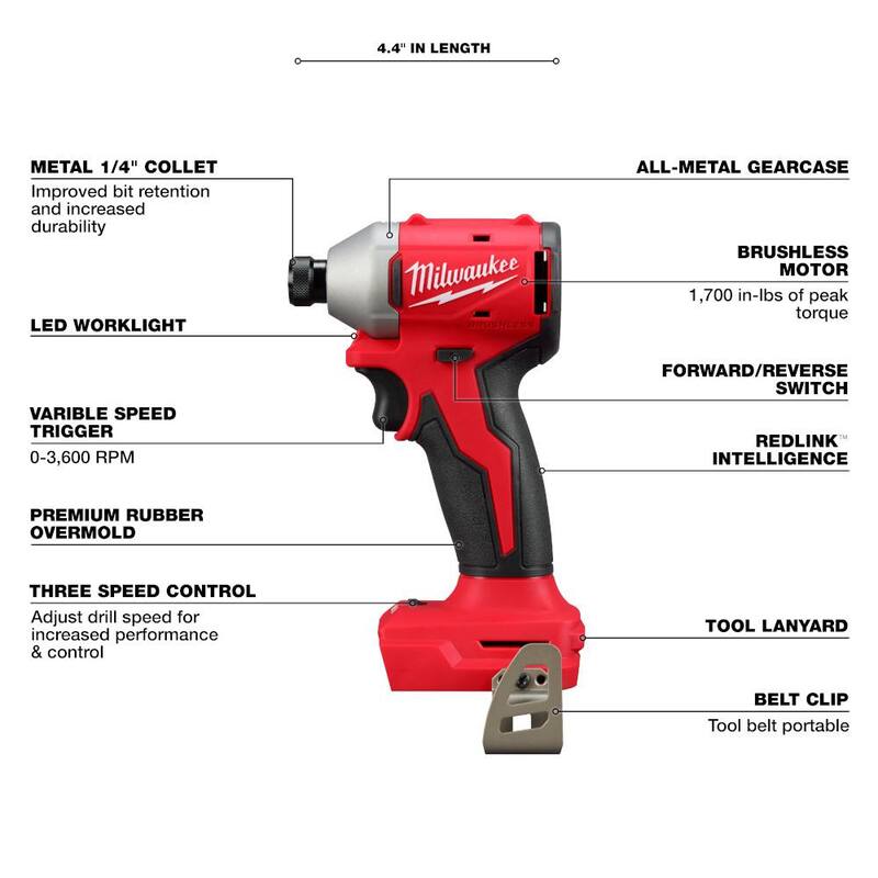 M18 18-Volt Lithium-Ion Brushless Cordless Combo Kit (4-Tool) with 2-Batteries, 1-Charger and Tool Bag