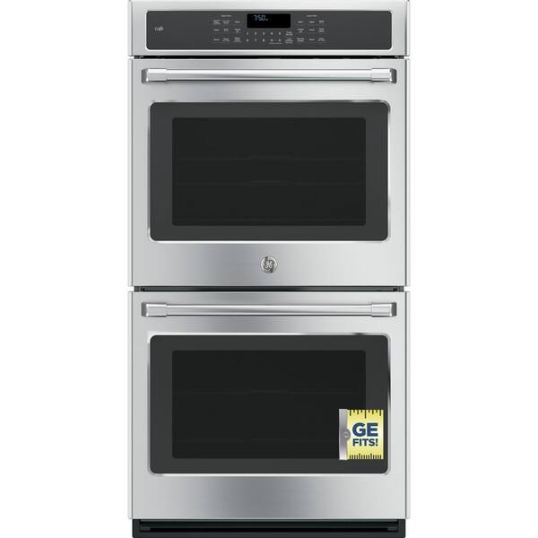 Cafe 27 in. Double Electric Smart Wall Oven with Convection (Upper Oven) Self-Cleaning and Wi-Fi in Stainless Steel