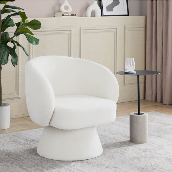 Fran Cream Fabric Swivel Arm Chair