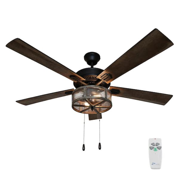 River of Goods Prairie 52 in. Indoor Oil Rubbed Bronze Caged LED Ceiling Fan with Light