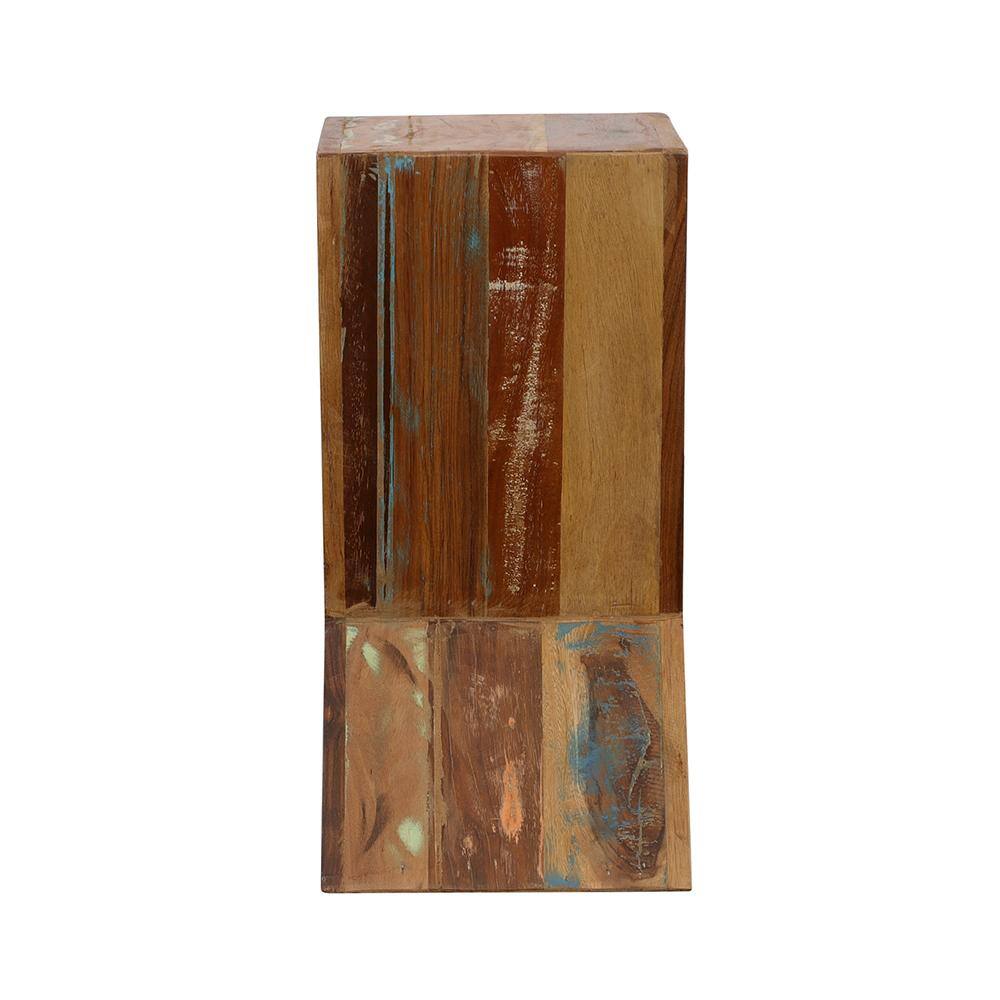 Modern Hourglass Reclaimed Wood Geometric Accent Table