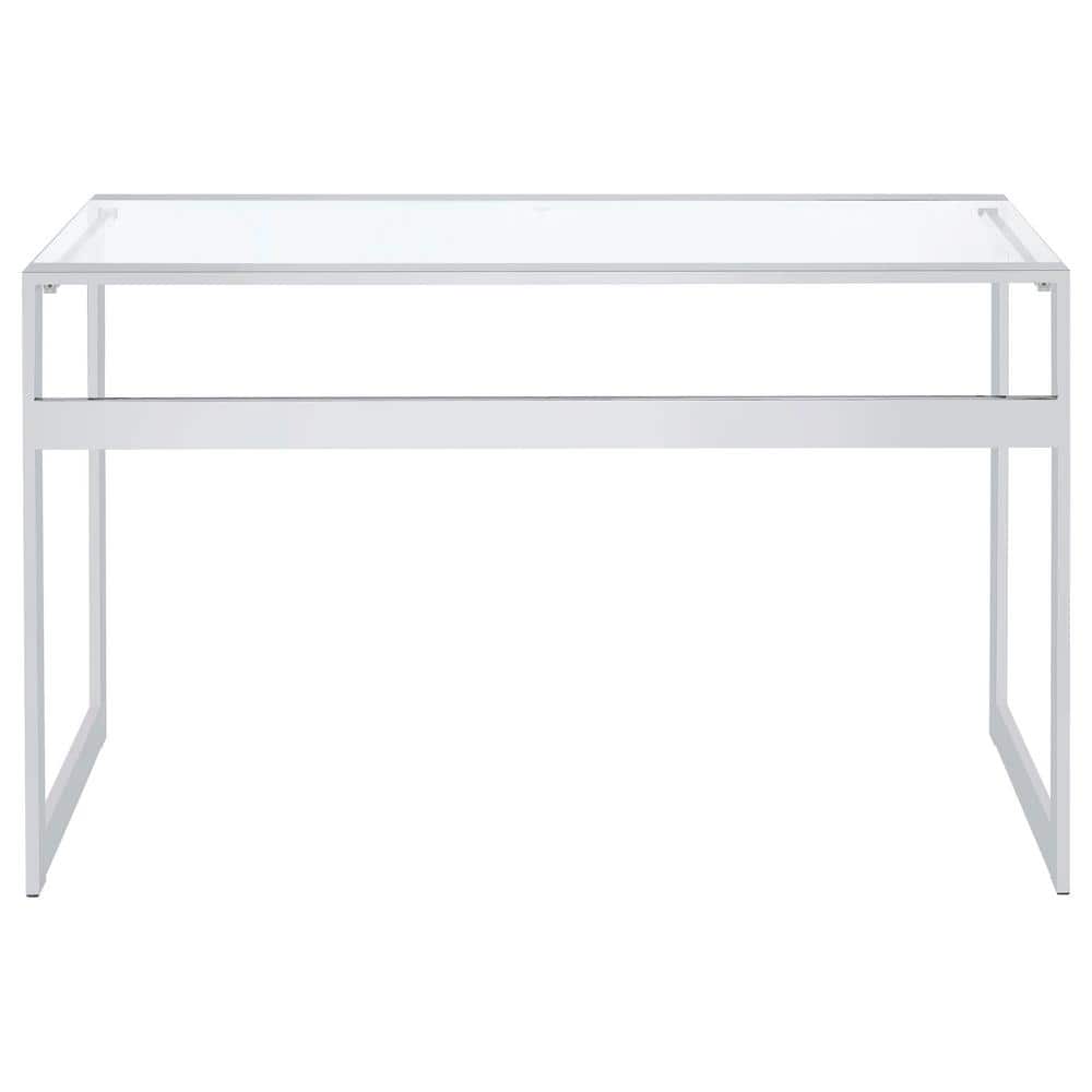 Hartford Contemporary 47'' Silver Glass Top Home Office Desk