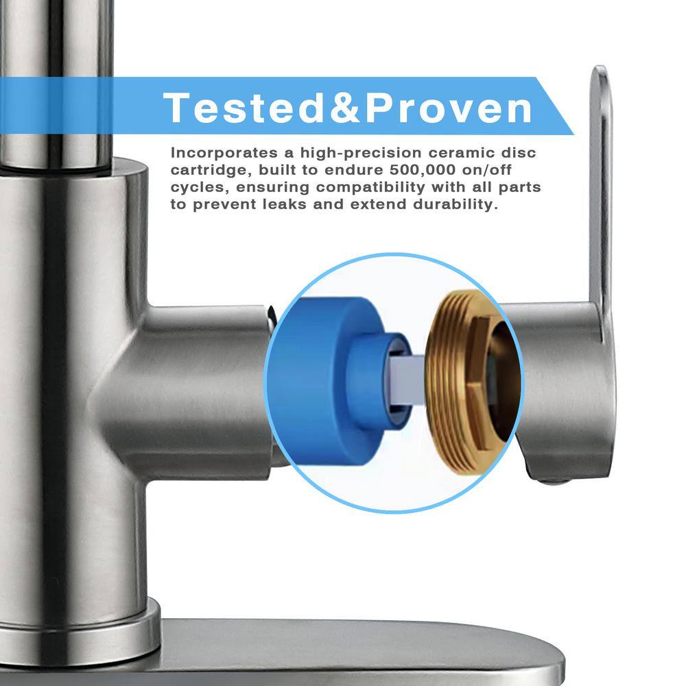 Stainless Steel Single-Handle Pull-Down Sprayer Kitchen Faucet with Soap Dispenser