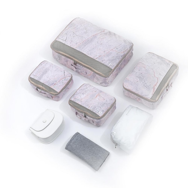 Traveler's Choice Cloverland Packing Cubes 5-Piece Marble Pink Set  TC07074MP - The Home Depot