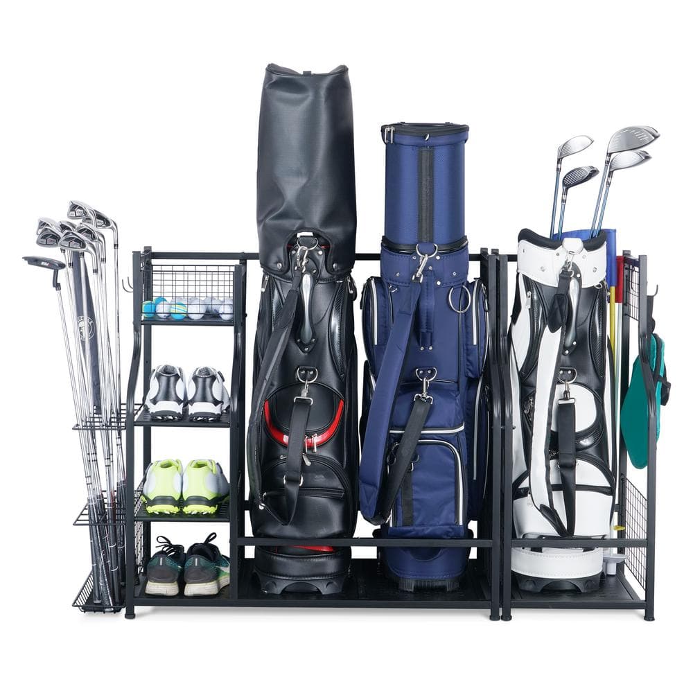 Sttoraboks Golf Bags Storage Garage Organizer Golf Bag Rack for 3 Golf Bags  and Golf Equipment Accessories Golf Club Storage Stand GF-002-D23 - The  Home Depot