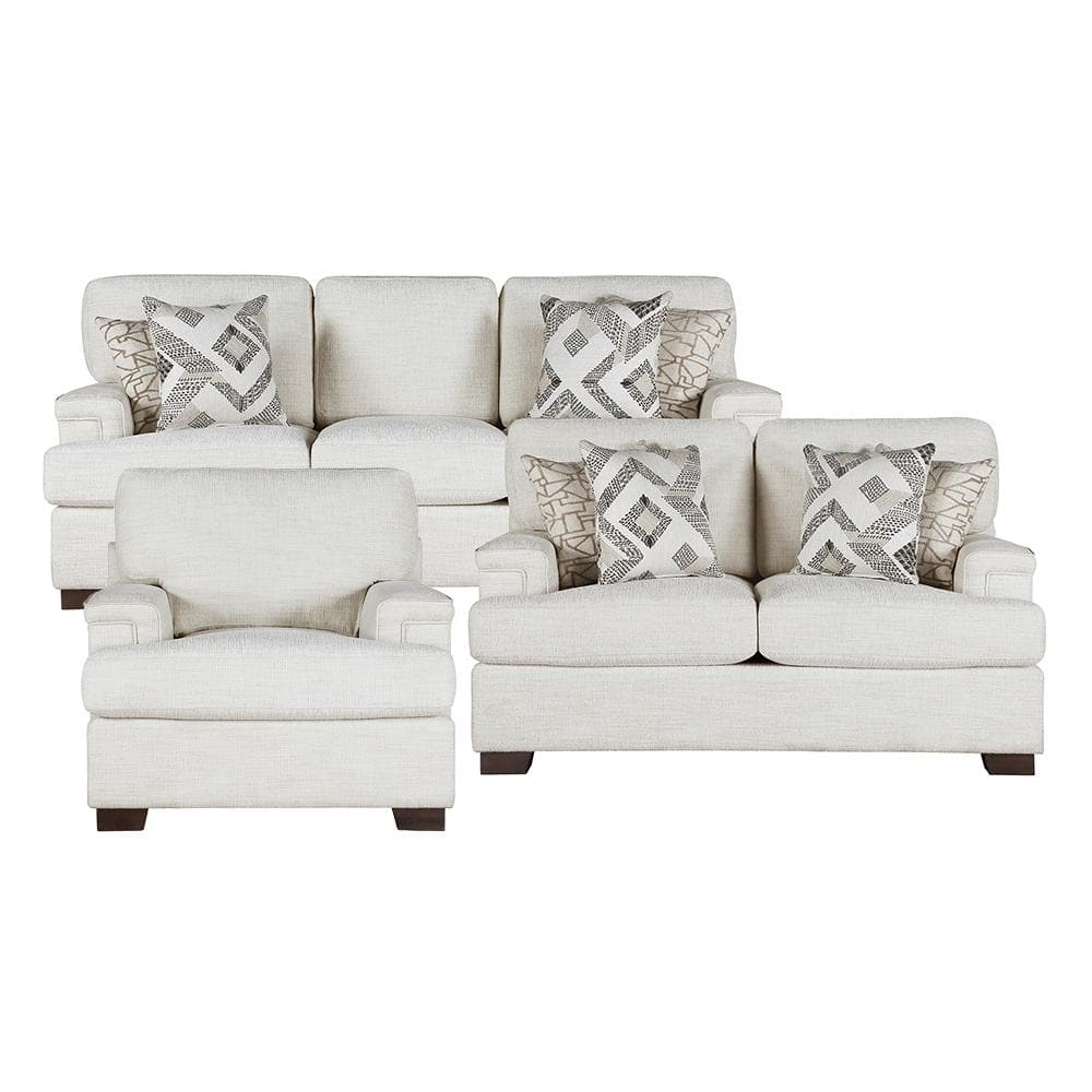 Croydon 91 in. W Straight Arm Chenille Rectangle 3-Piece Living Room Sofa S