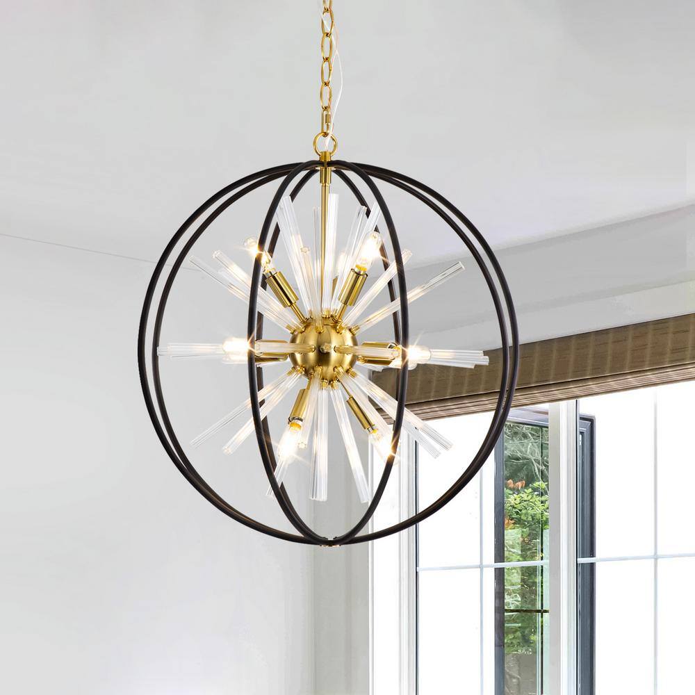 D 10 light Blcak&Gold Chandelier lighting with Metal and Crystal Glass for Entryway/Dining Room/Living room price history on PriceWatchPro