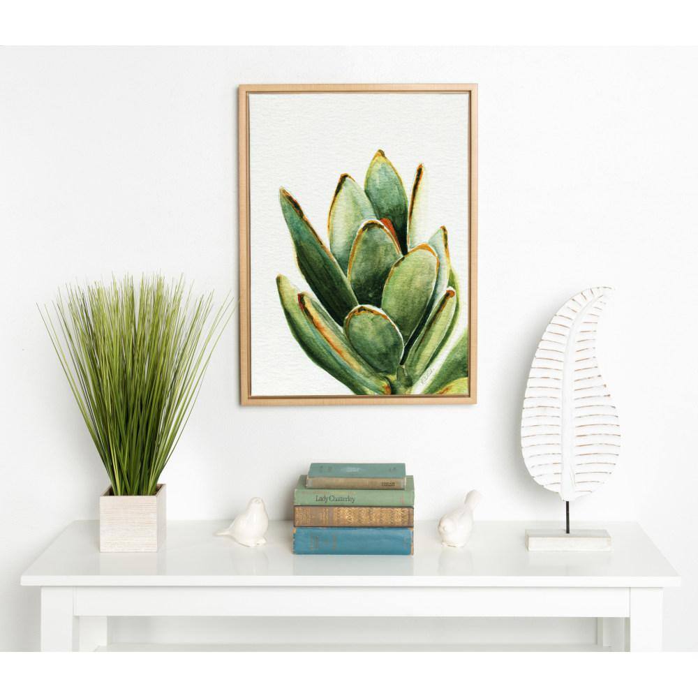 Sylvie Succulent 18 Framed Canvas Print in Natural Wood