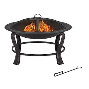 Ashcraft 30 in. Outdoor Steel Wood Burning Black Fire Pit