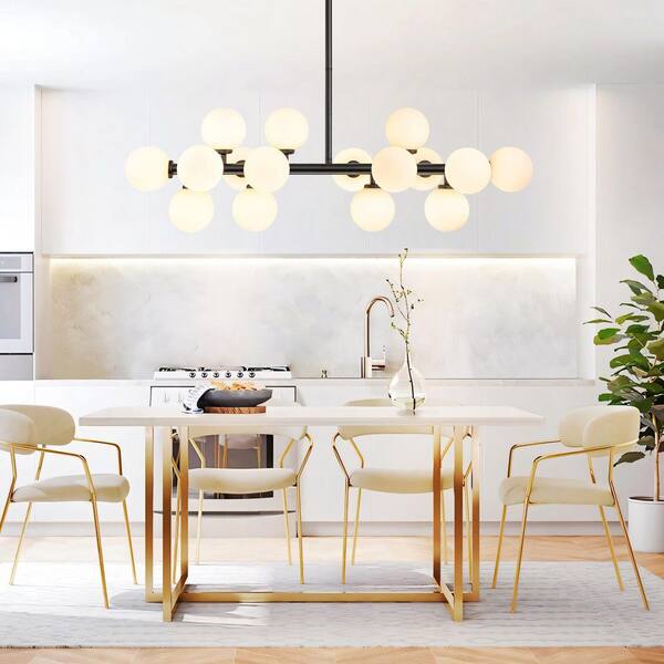 RRTYO Brianna 16-Light Mid-Century Modern Black Linear Chandelier