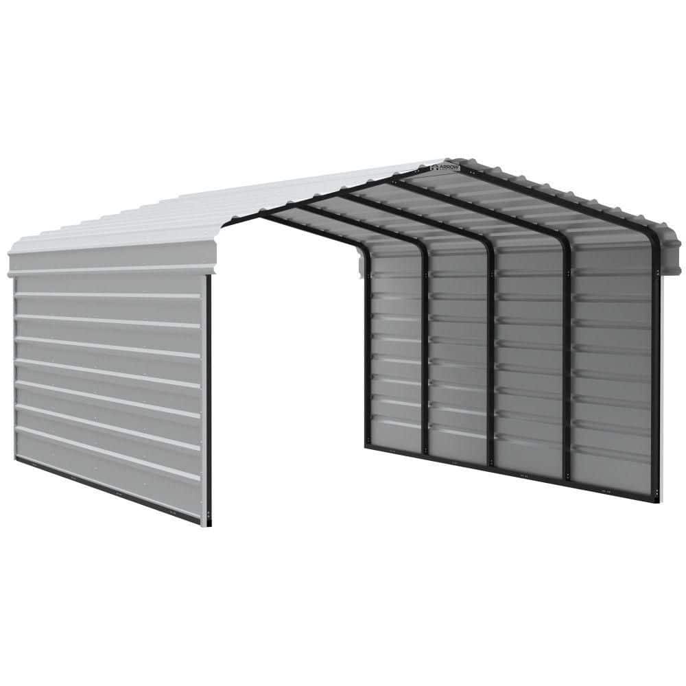 ARROW 12 ft. W x 20 ft. D x 7 ft. H Eggshell Galvanized Steel Carport with 2-Side Wall Kits (CPH122007ECL2)