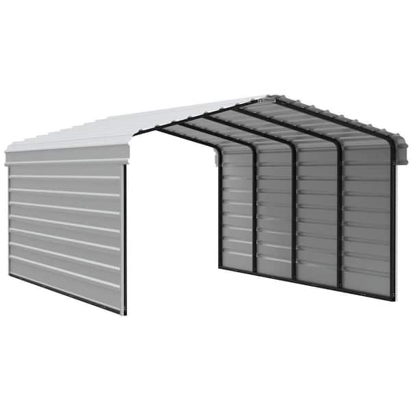12 ft. W x 20 ft. D x 7 ft. H Eggshell Galvanized Steel Carport with 2-Side Wall Kits