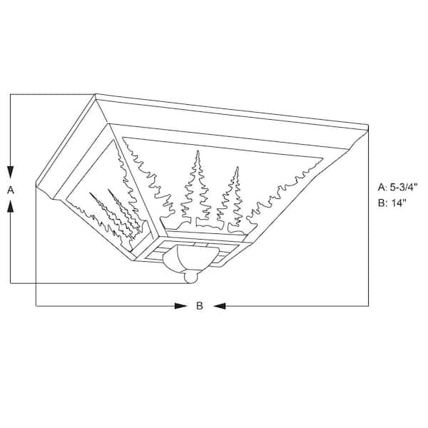 Yosemite Bronze Rustic Tree Square Indoor Outdoor Flush Mount 3-Light Ceiling Fixture
