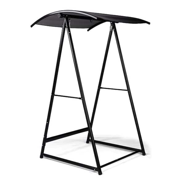 6 ft. Metal Hammock Stand in Black with Canopy