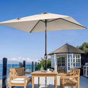 6.5 ft. x 6.5 ft. Square Patio Market Umbrella with UPF50+, Tilt Function and Wind-Resistant Design, Beige