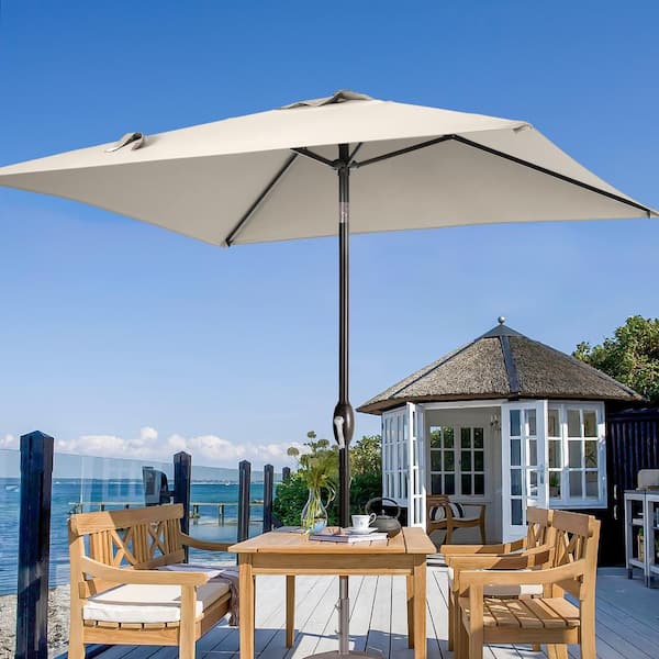 JOYESERY 6.5 ft. x 6.5 ft. Square Patio Market Umbrella with UPF50+, Tilt Function and Wind-Resistant Design, Beige