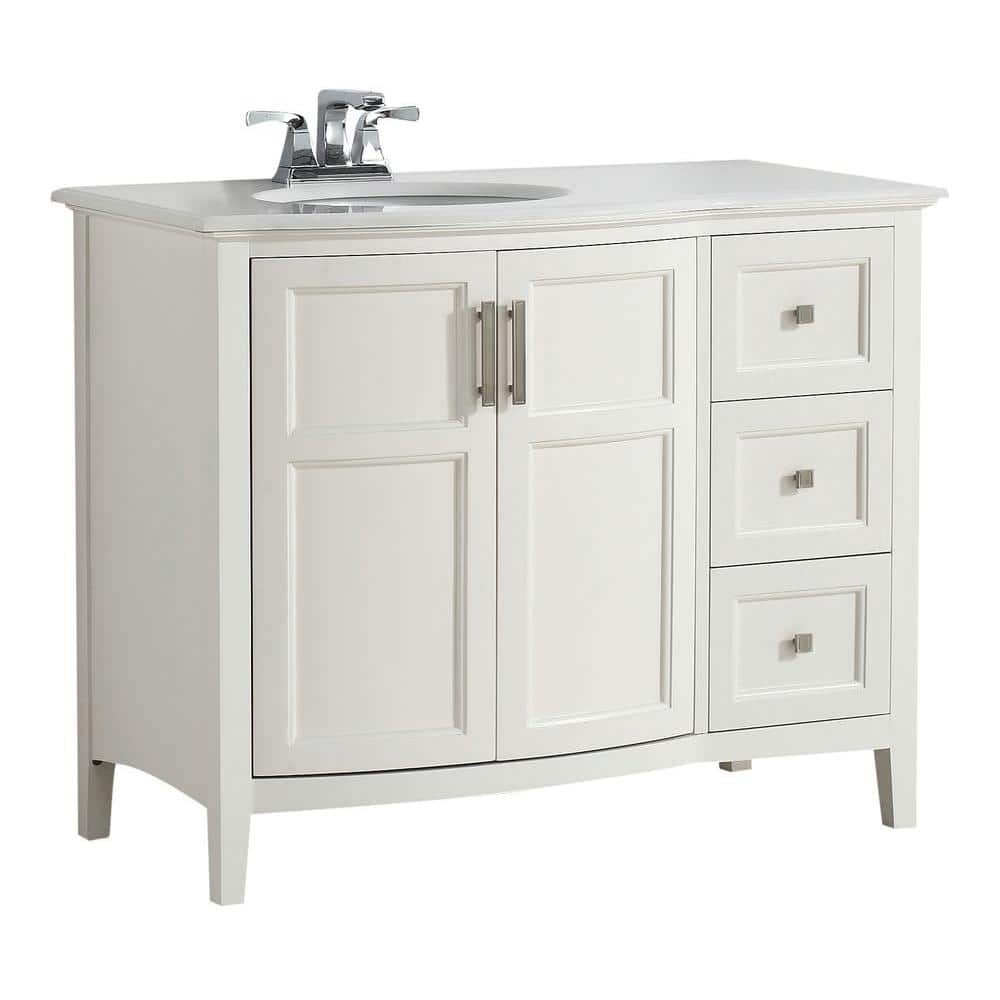 Reviews For Brooklyn Max Wilshire 42 In Bath Vanity In Pure White With Engineered Quartz Marble Vanity Top In Bombay White With White Basin Bmvrwinrfw 42 The Home Depot