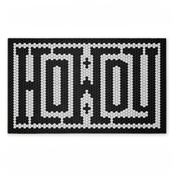 Western Greeting Howdy Black Black 18 in. x 30 in. Polyester Non-Slip Outdoor Door Mat