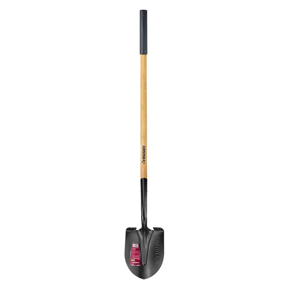 Husky 47 in. L Wood Handle Carbon Steel Digging Shovel with Grip 77416-945