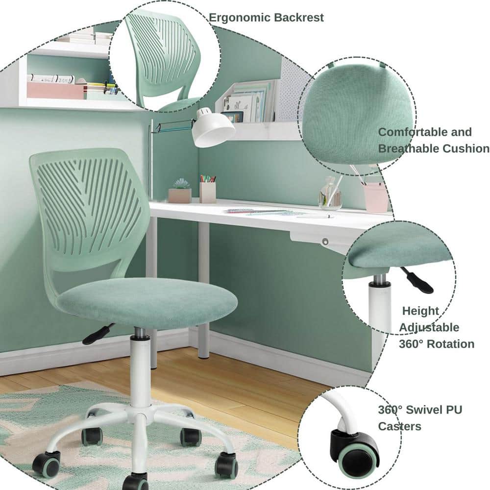 Aqua Mesh and Fabric Armless Swivel Task Chair