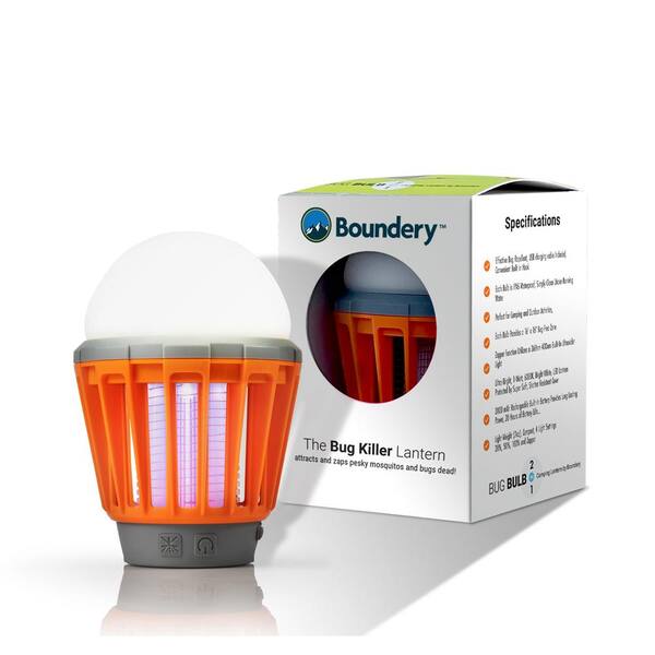 BOUNDERY Bug Bulb 2-in-1 LED Camping Lantern MOSQUITO ZAPPER UV USB RECHARGE 