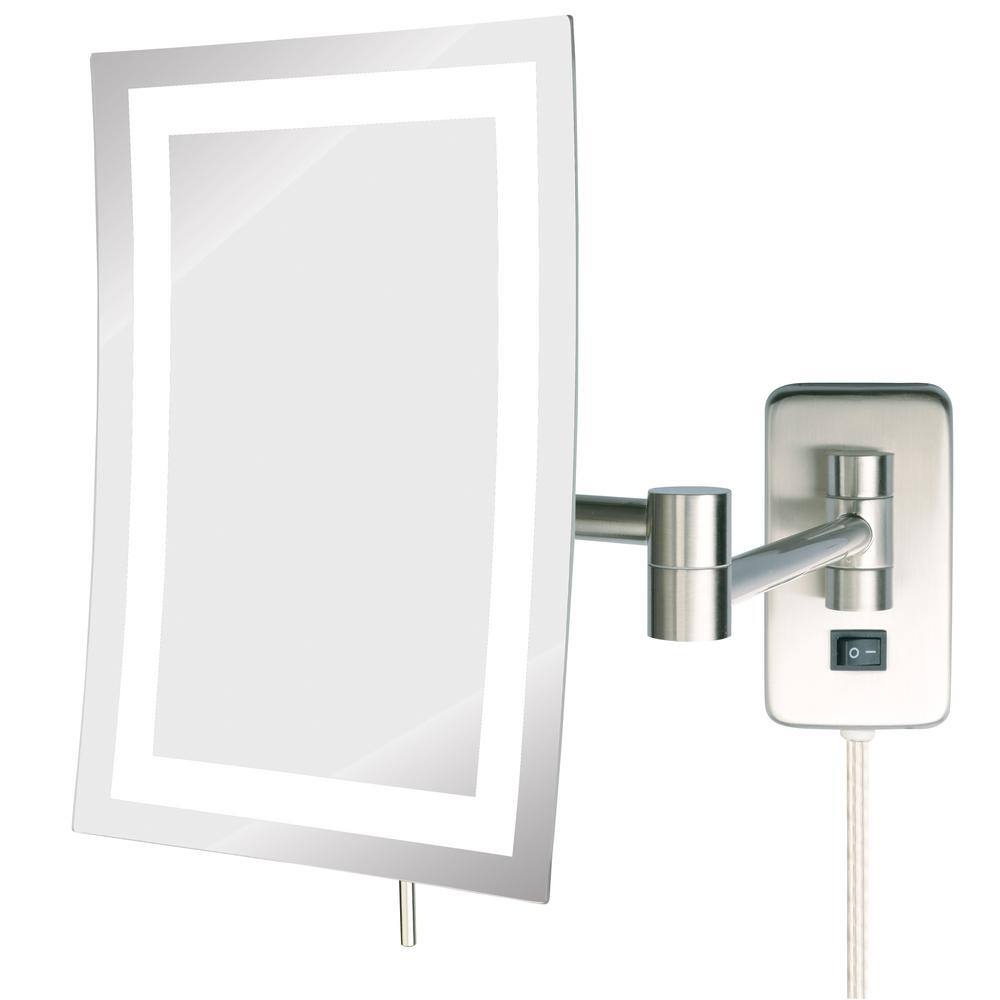 The Jerdon JRT710NL 6.5" x 9" Led Lighted Wall Mount Rectangular Makeup Mirror Bedding