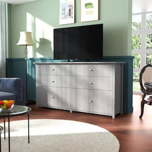 6-Drawer Gray Chest of Drawers Dressers with 2 Oversized Drawers 32.4 in. H x 56 in. W x 15.8 in. L