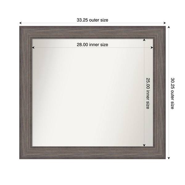 Amanti Art Country Barnwood 33.25 in. x 30.25 in. Custom Non-Beveled Wood Framed Bathroom Vanity Wall Mirror