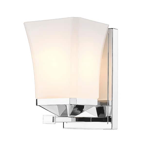 Unbranded Darcy 5 in. 1-Light Chrome Wall Sconce with Etched Opal Glass Shade