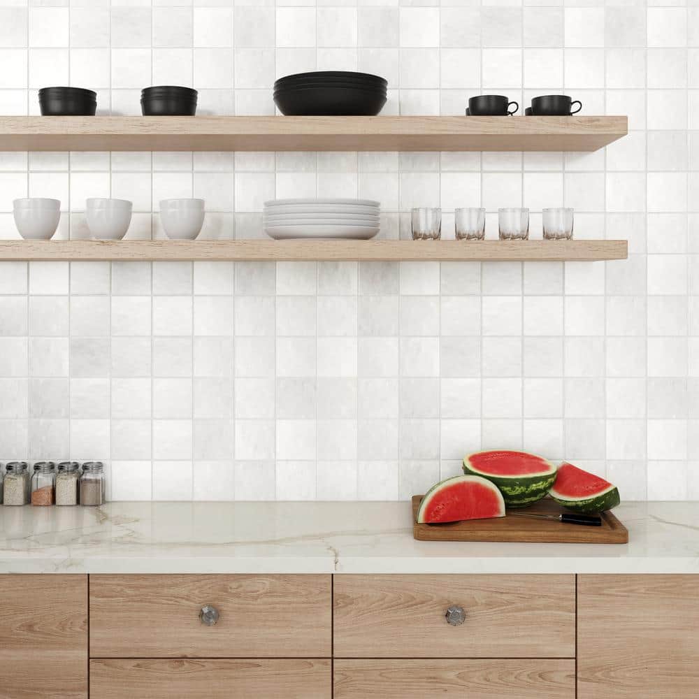 Cloe 5" x 5" Gloss White Ceramic Wall Tile