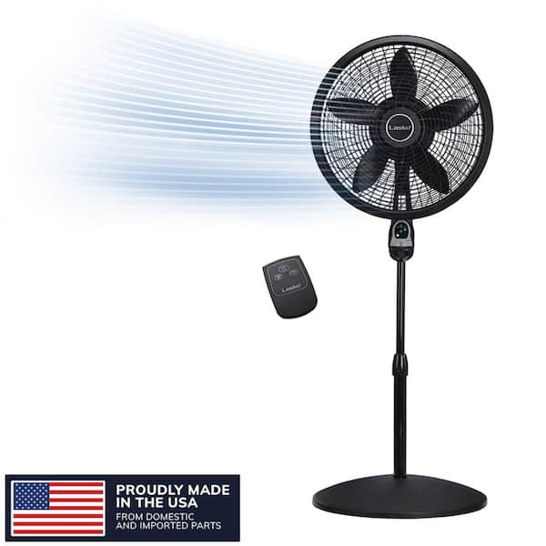 Cyclone 18 in. 3 Speed Oscillating Pedestal Fan for Home in Black with Adjustable Height, 4-Hour Timer and Remote