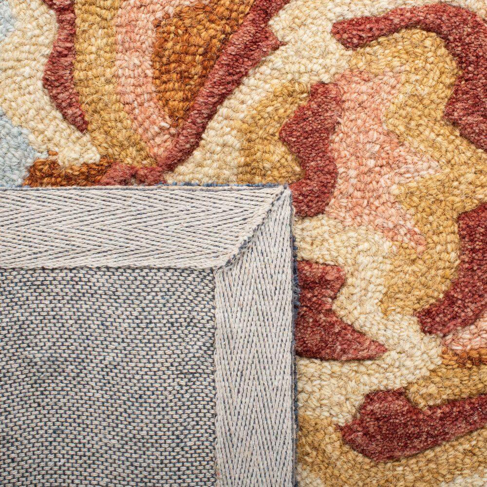 Handmade Blue Floral Wool Tufted Area Rug, 5' x 8'