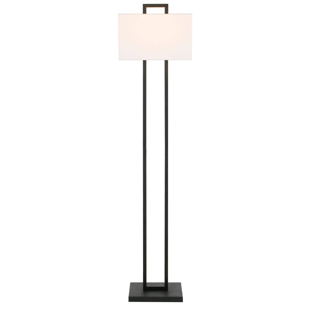 Adair 68" White Linen Shade Modern Arc Floor Lamp with Voice Assistant Compatibility