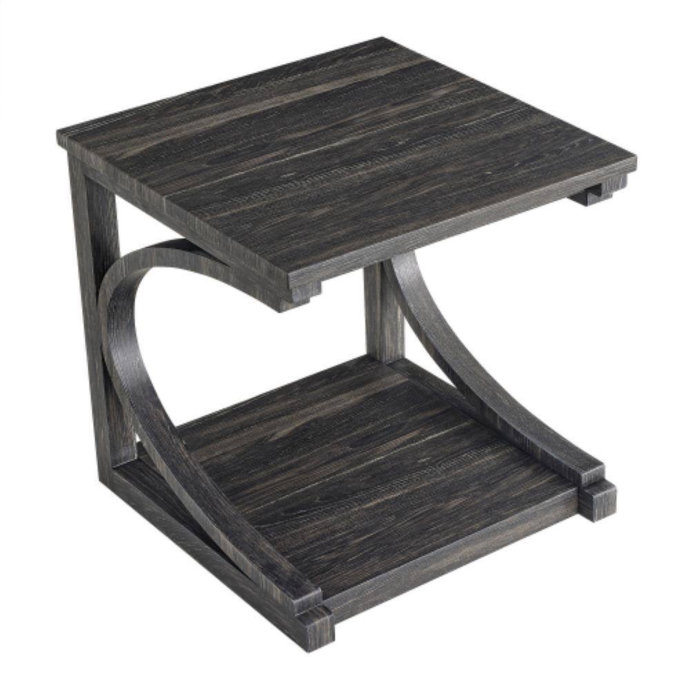 23.8 in. Solid Wood Unique Coffee Table with Storage and Special Shape in Black