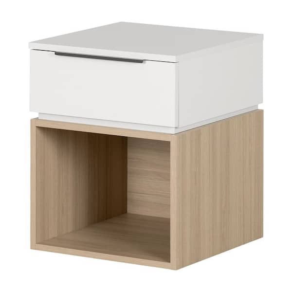 South Shore Hourra Nightstand, Soft Elm and White