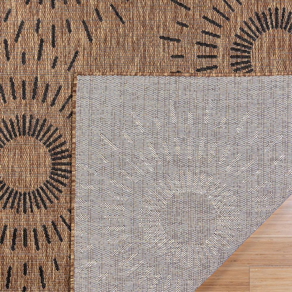 Chestnut Brown Geometric Flatweave Indoor Outdoor Rug, 8' x 10'