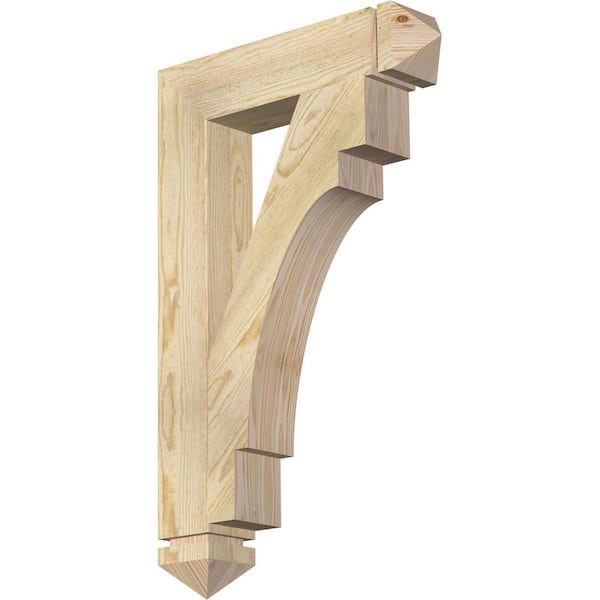 Ekena Millwork 4 in. x 32 in. x 20 in. Douglas Fir Merced Arts and Crafts Rough Sawn Bracket
