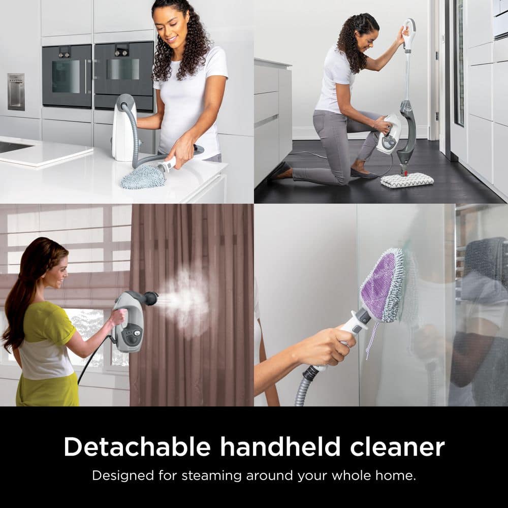 White Handheld 2-in-1 Steam Pocket Mop with Hardwood Steamer