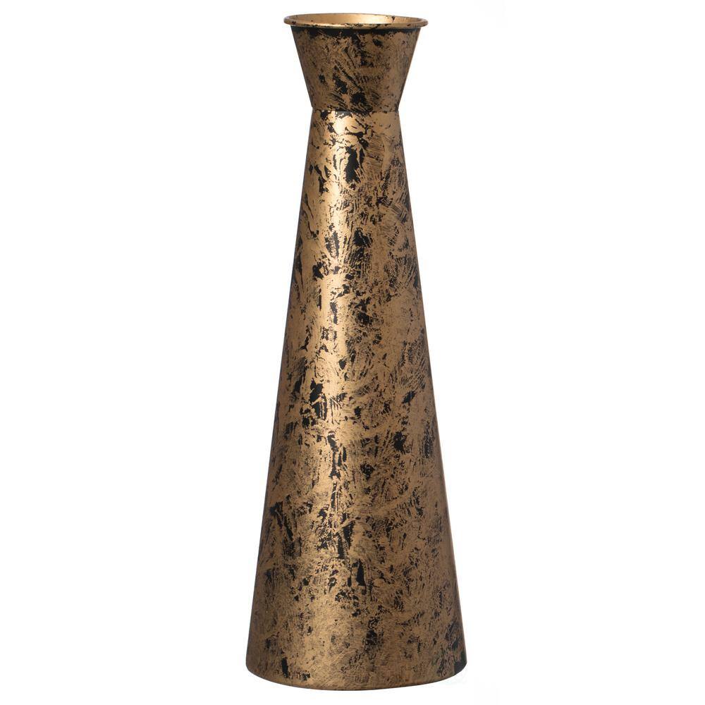 Small Gold Brushed Metal Decorative Floor Vase