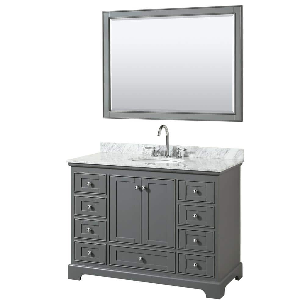 Wyndham Collection Deborah 48 in. Single Vanity in Dark Gray with ...