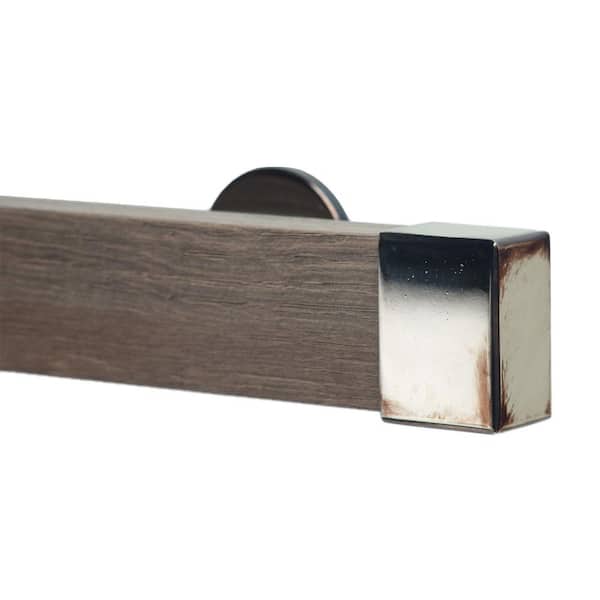Art Decor Kontur Wood 106 in. Non-Adjustable Single Traverse Window Curtain Rod Set in Monaco with Burnt Nickel Endcaps