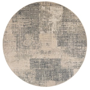 Alpine Cel Light Blue 7 ft. 10 in. x 7 ft. 10 in. Round Abstract Polypropylene Area Rug